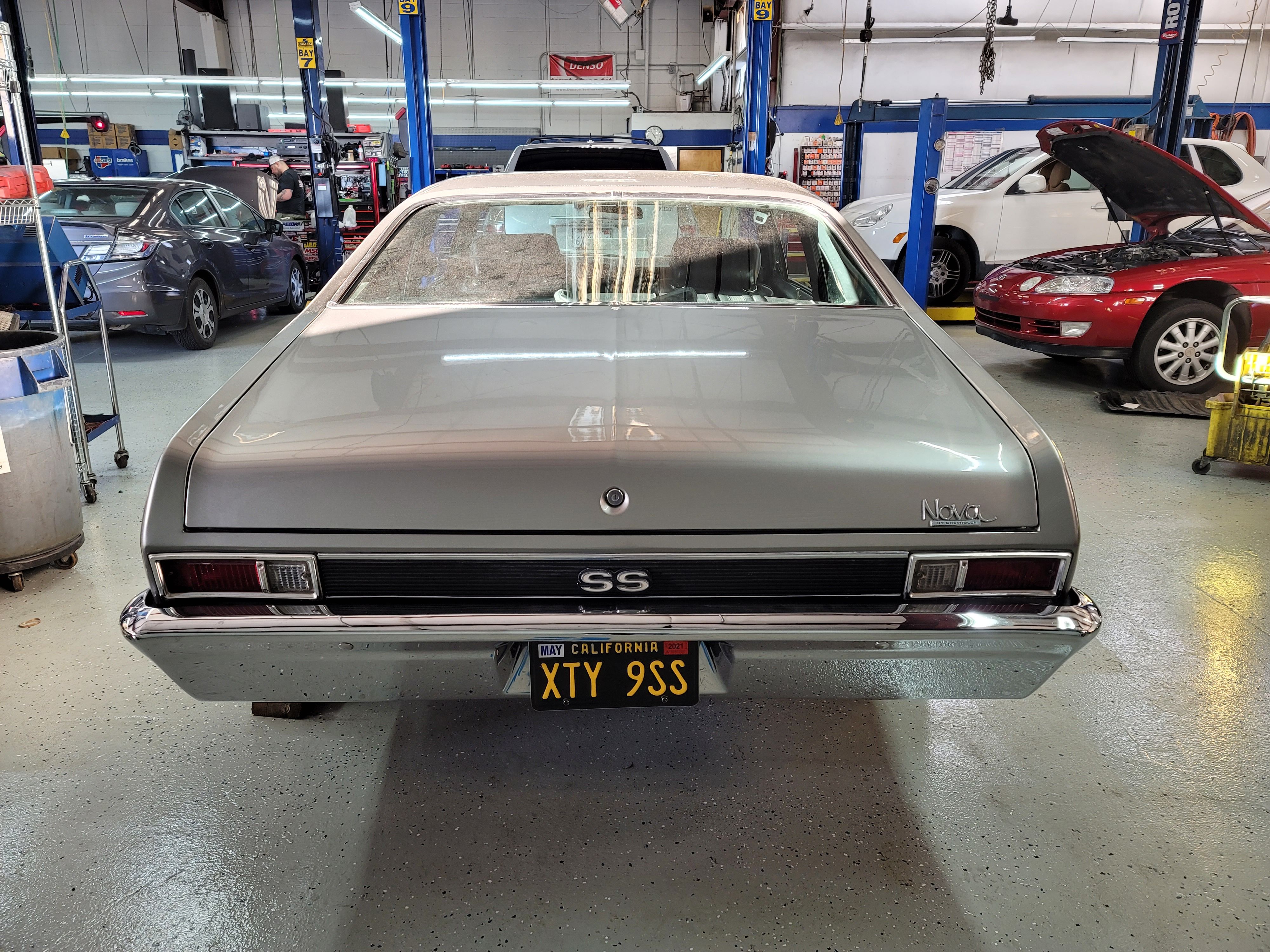 Classic Chevy Nova SS inside the Hahn Automotive service bays in Santa Rosa