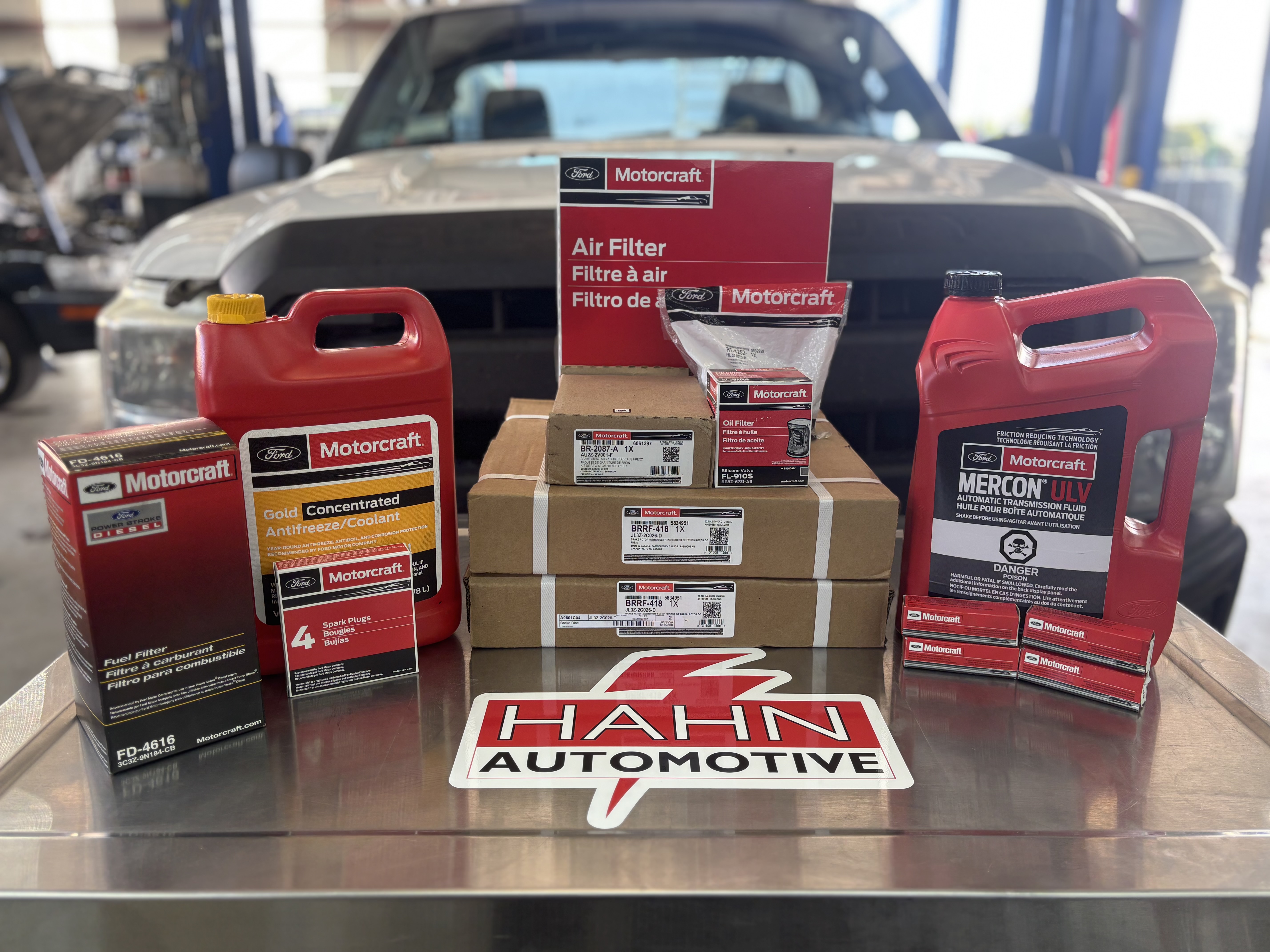 Motorcraft parts display at Hahn Automotive