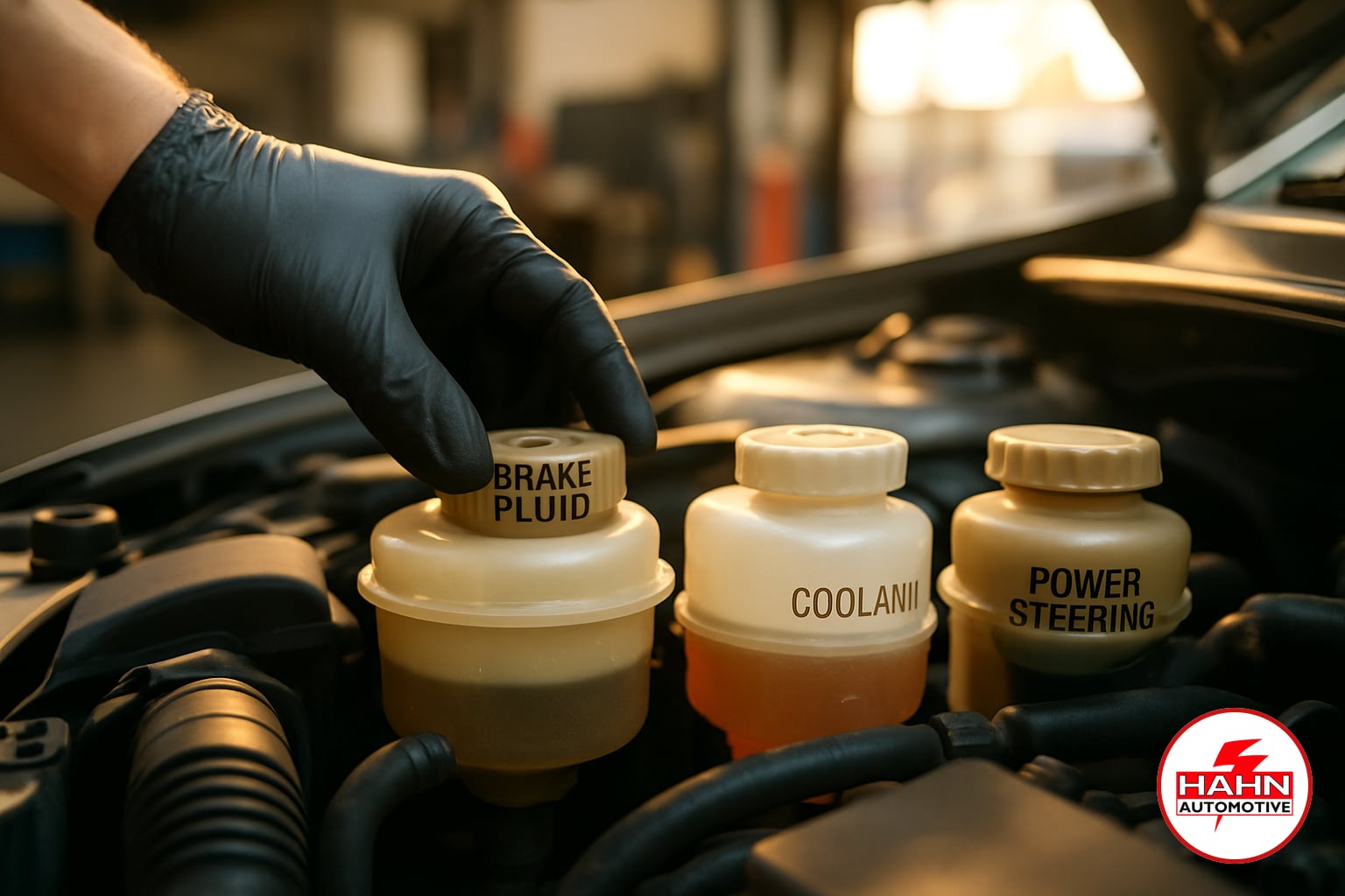 Hahn Automotive technician detail shot &mdash; preventative maintenance