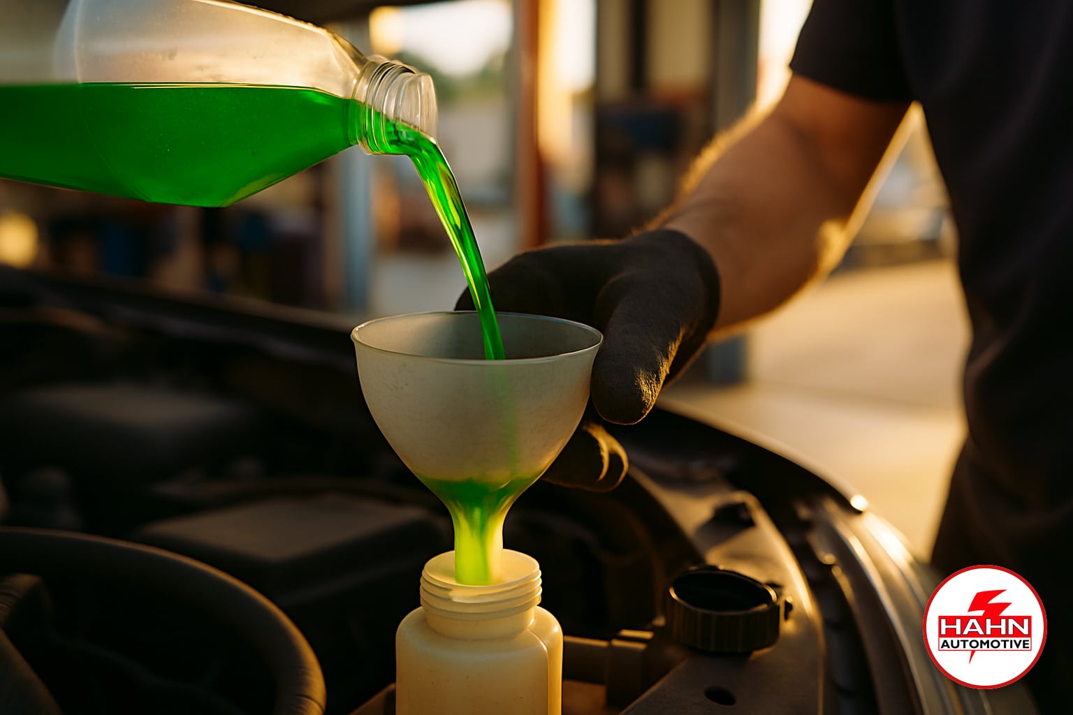 Hahn Automotive technician detail shot — radiator repair