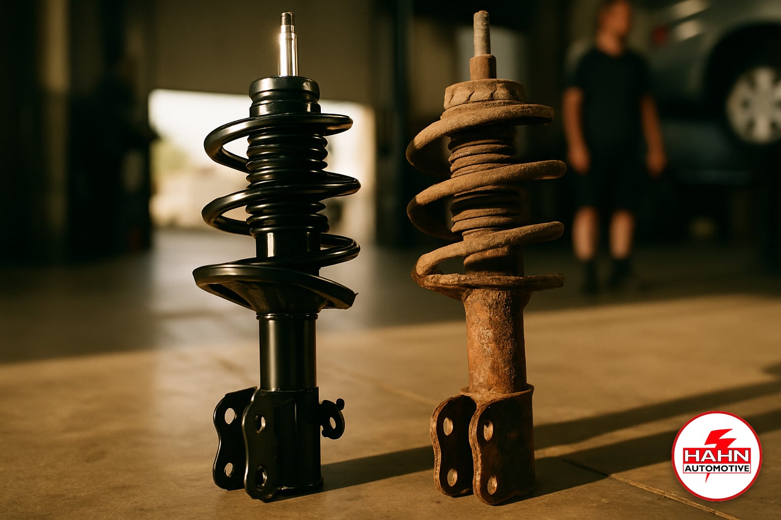 Hahn Automotive technician detail shot &mdash; suspension repair